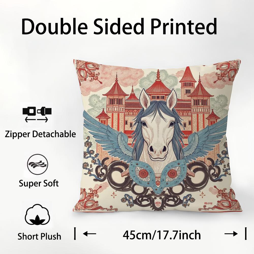 Luxury Dream Pegasus Pillow Case Plush Fabric Soft Double Sided Print Sofa Cushion Cover Throw Pillow Covers
