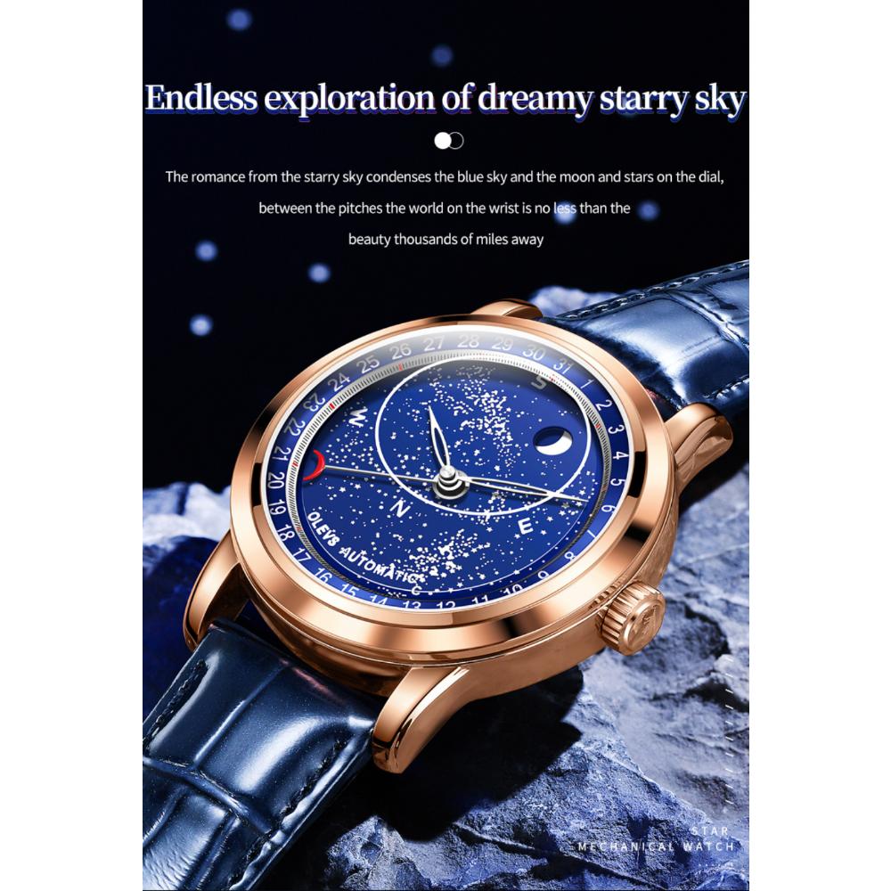 OLEVS New Business and Leisure Watch Automatic Mechanical Starry Sky Second Dial Luminous Men's Watch