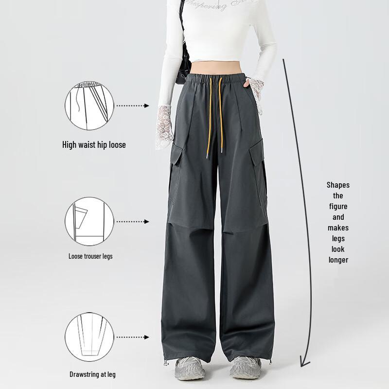 Women's High-Waisted Wide-Leg Parachute Cargo Pants