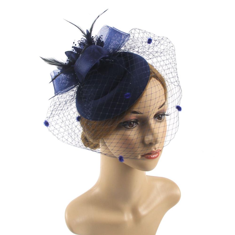 Retro Fascinators Hat Women Flower Mesh Sinamay Feathers Fedoras Hat Headband Hair Clip Cocktail Tea Party Headwewar