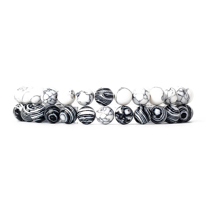 2pcs/Set Couples Distance Bracelets Tiger Eye Natural Chakra Lava Stone Beaded Yoga Bracelets for Men Women Elastic Rope Jewelry