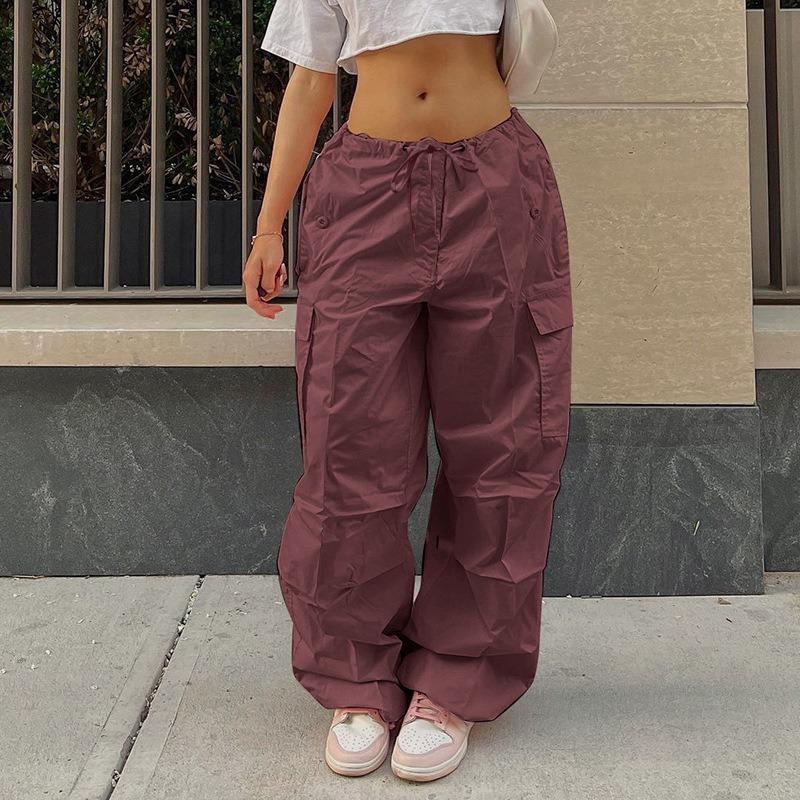 Women's Fashion Casual Solid Color Print High Waist Trousers Pants Capris