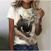 Funny Cute Cat Cartoon Printed Short Sleeved T-shirt Fashionable Loose Top T-Shirts Women’s