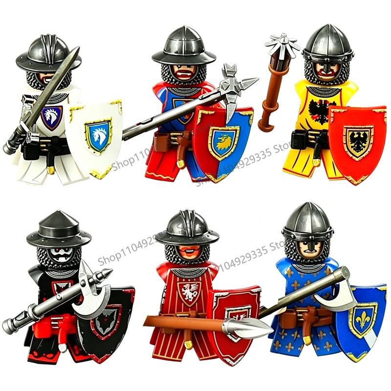 MOC Mittelalterliche Bausteine Zubehör Burgen Gotische Ritter Drache Löwe Krieger Pferd Helme Schilde Rüstungen Äxte Steine Spielzeug