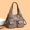 Soft Leather Large Capacity Shoulder Bag Middle-Aged Women's Bag Mother's Bag Commuter Multi-Pocket Crossbody Bag