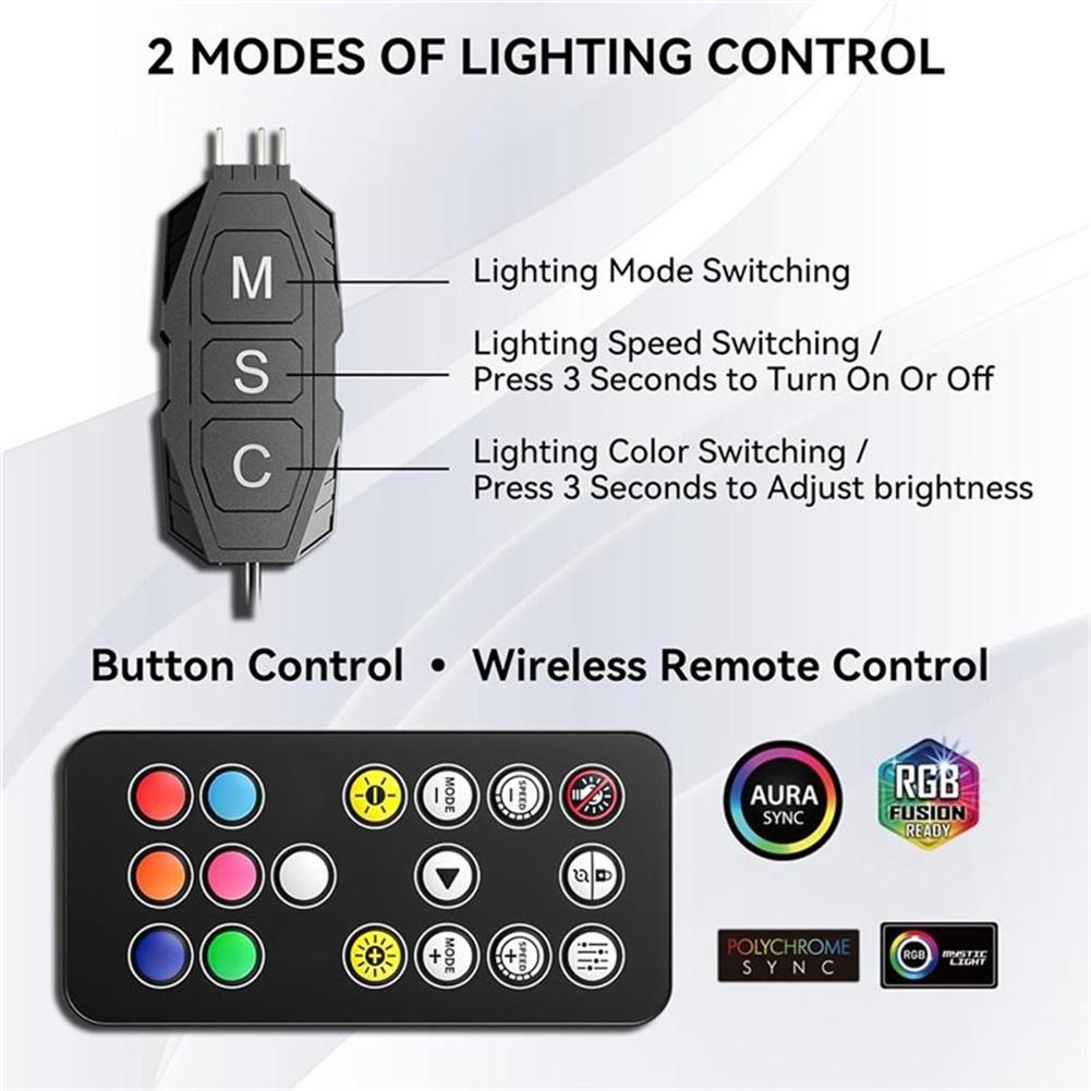 5V Addressable RGB Controller with Remote for Use with PC Case Fans LED Light Strips and Power Adapter Connected Installations