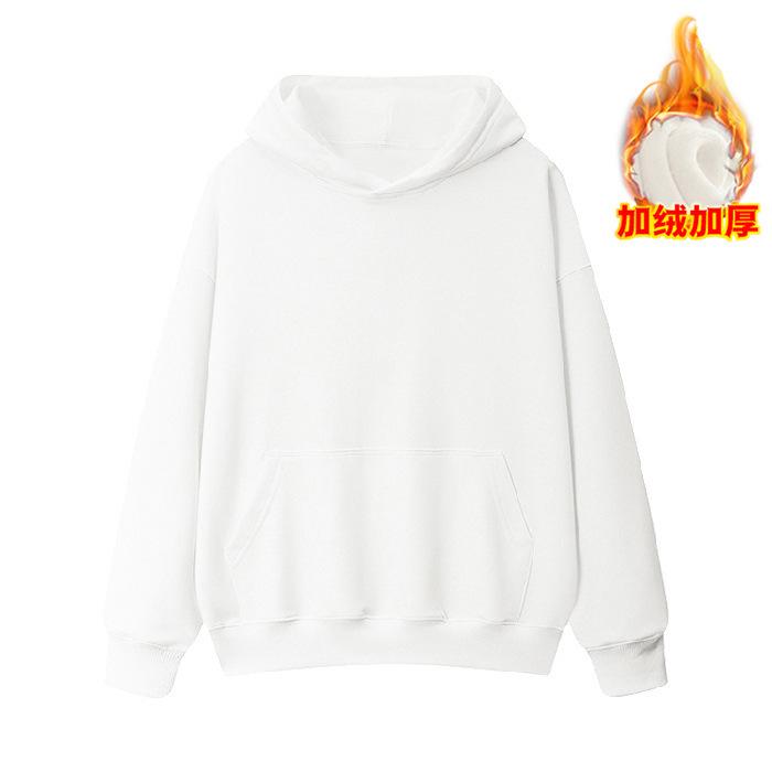 

400g loose shoulder solid color sweater men s and women s new brand fleece thickened hooded large size blank version shirt M