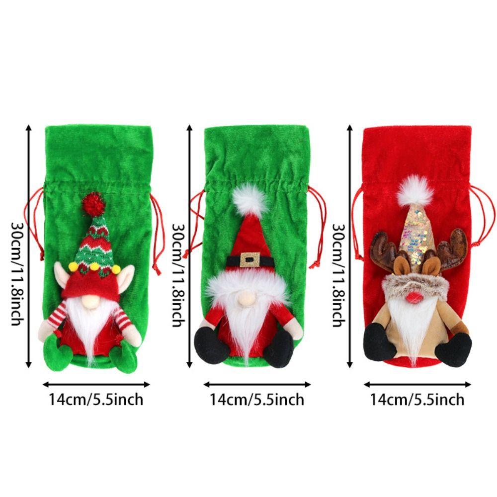 Cartoon Wine Bottle Protector Drawstring Christmas Decoration Supplies Christmas Day