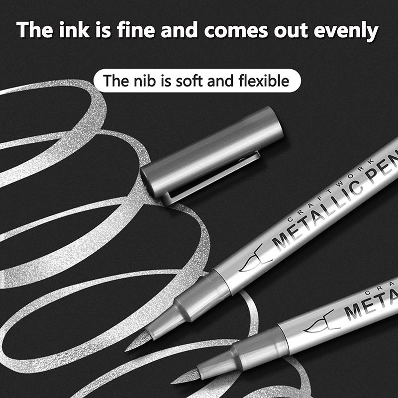 5Pcs Permanent Metallic Marker Pen Waterproof Permanent Paint Marker Pen For Rock Mug Ceramic Glass DIY Painting Supplies