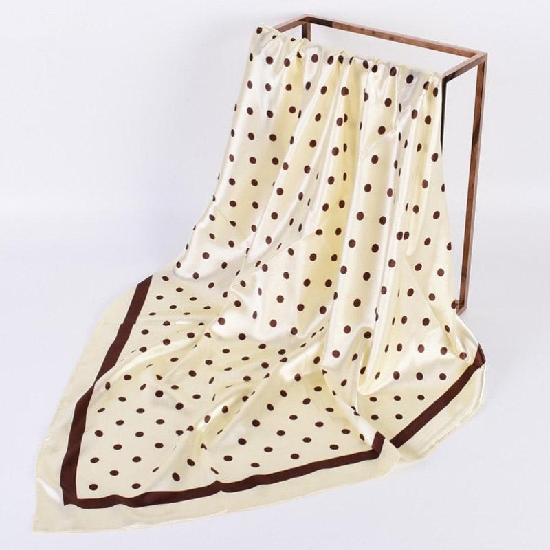 Head Scarf Women Luxury Brand 90×90cm Silk Square Scarf Satin Bandana Cheveux Soft Neckerchief Hijab Hair Scarves For Ladies