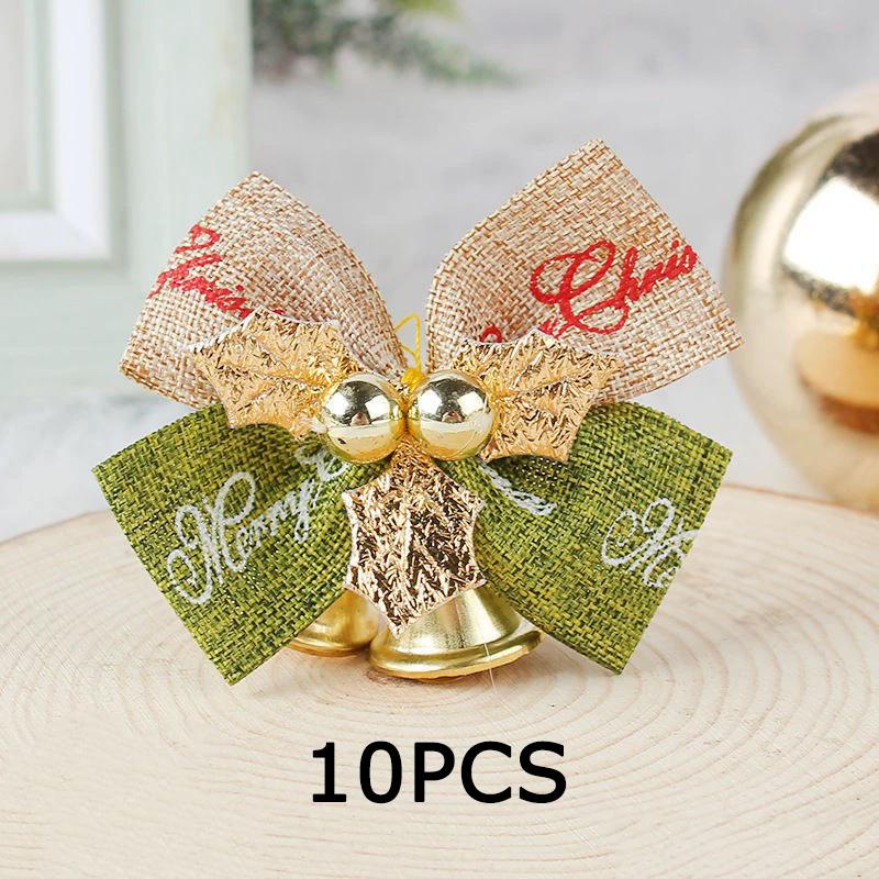 WTEMPO Christmas Mini Ribbon Bow Bell Ornaments Gift Boxes Decorations for Christmas Tree Wedding Birthday Mini Bowknot Bell Craft Presents