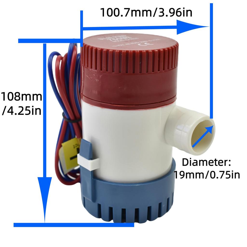 CONQUERALL DC 12V 750GPH Marine Submersible Pump for Boats, Ponds,
