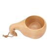 Wooden Camping Cup Nordic Style Hand Polished Portable Wooden Drinking Cup with Handle for Coffee Tea Milk