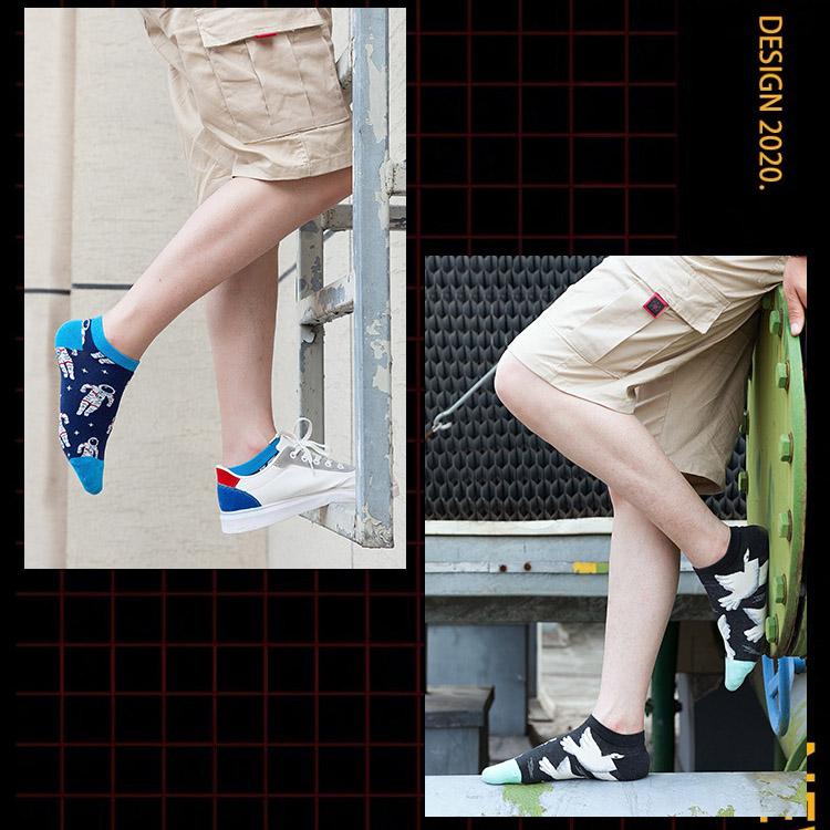 springtime Fashion Colorful Cotton Mens Socks Harajuku Stripe Art oil painting Animal Print Funny Happy Ankle Socks