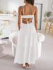 Abito Lungo Estivo Boho da Donna con Spalline Sottili, Taglio Laterale, Schiena Scoperta