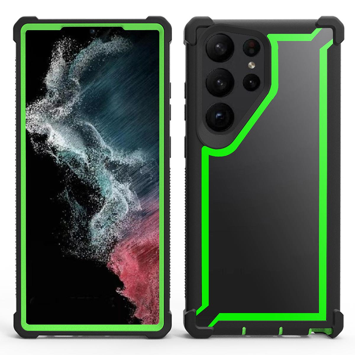 

For Samsung Galaxy S24 Ultra Case Reinforced Corner Design TPU+PC Shockproof Phone Cover Black/Green