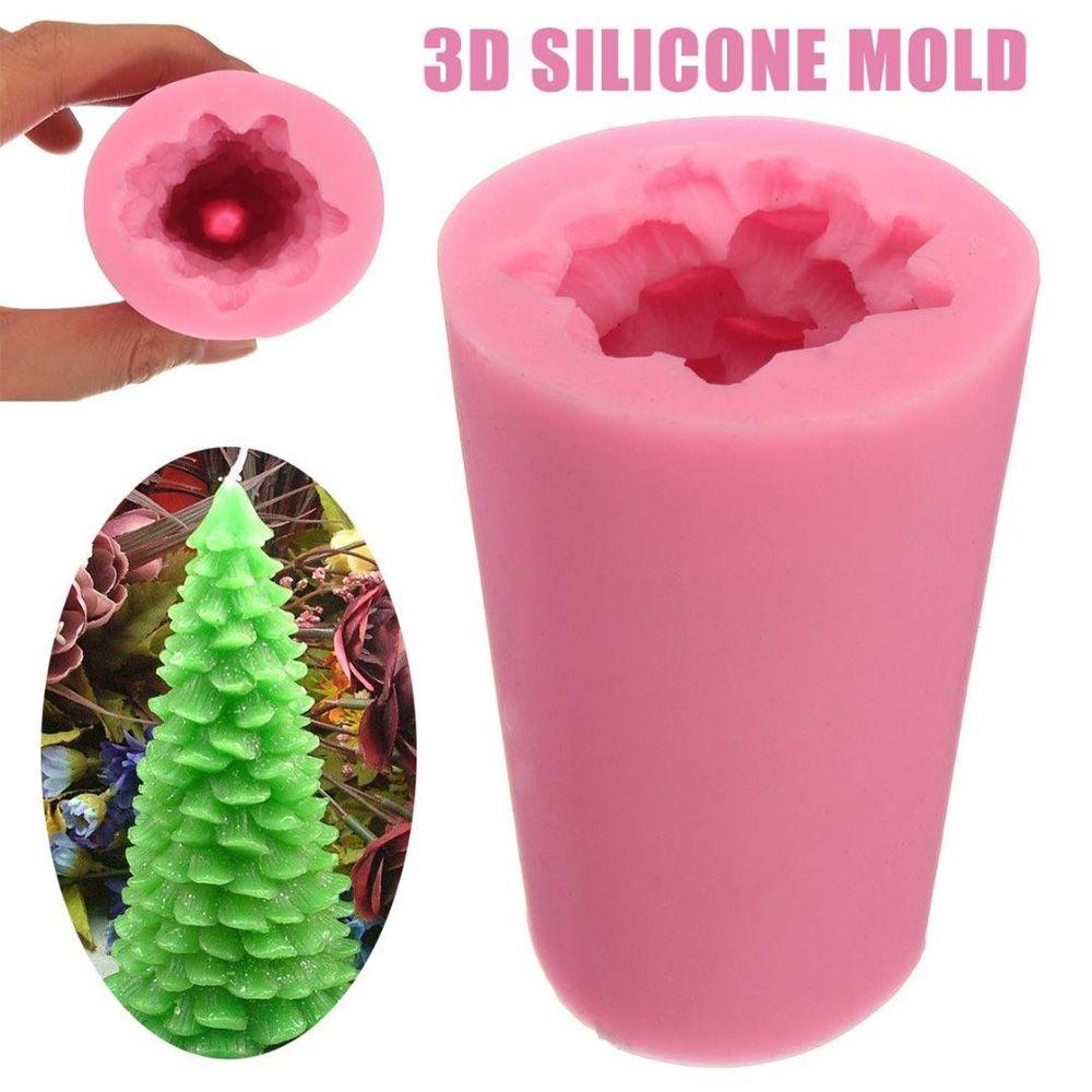 Silicone Handmade 3D Christmas Tree Fandant Candle Cake Mold Christmas Bakeware Soap Mould