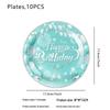 Tiffany Blue Birthday Party Decorations: Paper Plates, Flags, and Napkins