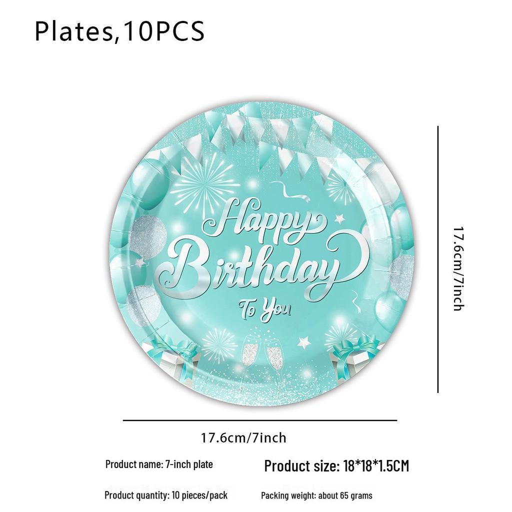 Tiffany Blue Birthday Party Decorations: Paper Plates, Flags, and Napkins