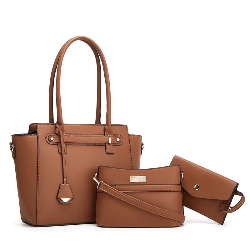 

Women S Bags Trend Versatile Export Shoulder Messenger Bag Three-Piece Fashion Handbag Bag коричневый