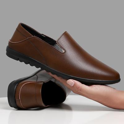 Mode 2024 Nya Herr Sommar Loafers Skor Äkta Läder Mjuka Herr Casual Slip-on Utskurna Skor Kohud Sommar Loafers