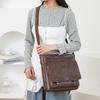 Dame Skulderveske Stor Kapasitet Business Pendler Crossbody Veske Retro Messenger Bag PU Liten Firkantet Veske