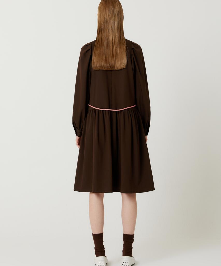 The Studio K Puff Shirred Mini Wool Dress (Brown)