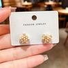 Elegant Zircon Pearl Flower Stud Earrings - Women's Fashionable High-Class Ear Ornaments