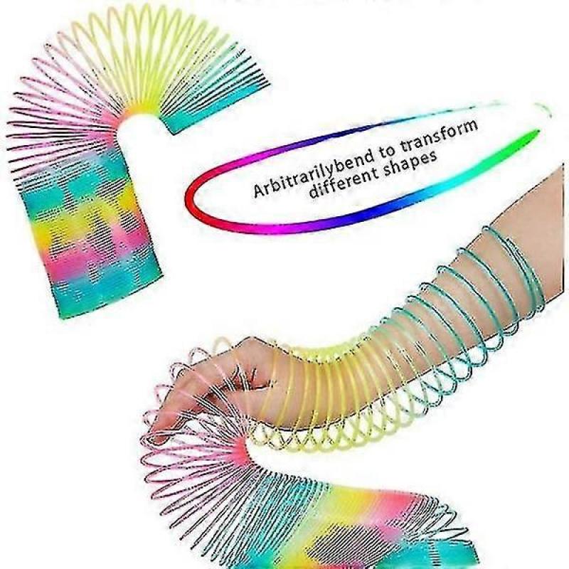 Rainbow Coil Spring Slinky Toy - Giant Classic Novelty Plastic Magic Spring Toy - 3x6 Inch/7.6x15 Cm