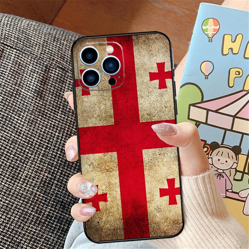 Georgia Flag Phone Case For iPhone 14 16 15 Pro Max 11 12 13 Pro Max Mini XR 16e 16 15 Plus Bumper Cover