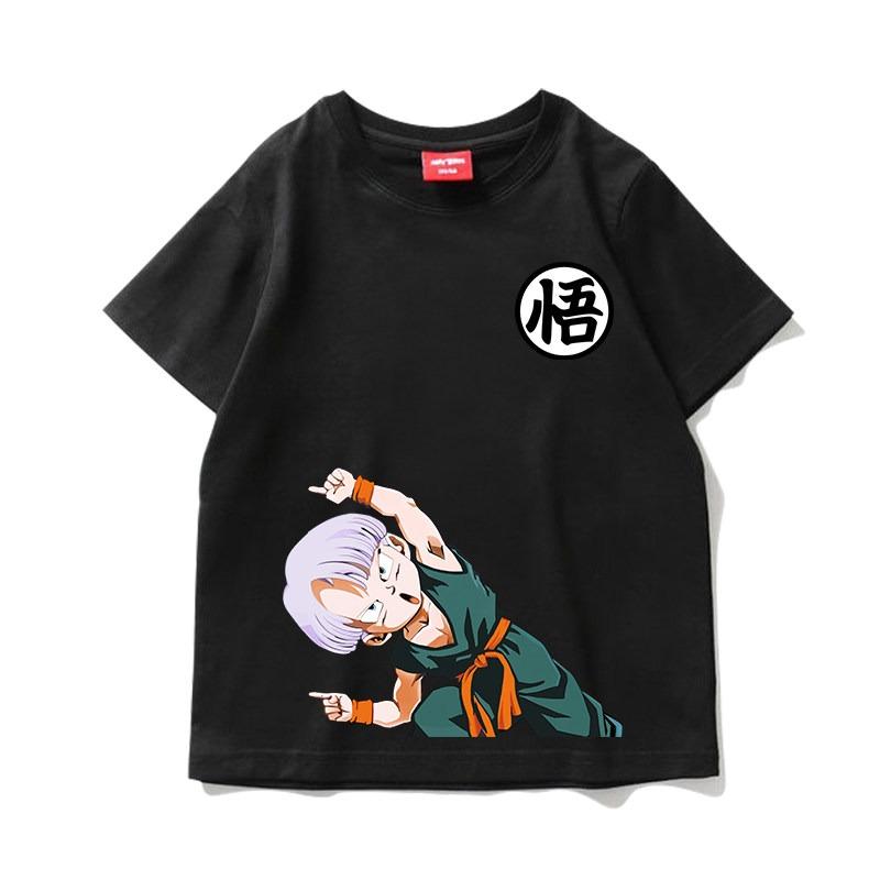 Boys, Girls and Adults Dragon Ball Goku Cartoon Short-sleeved T-shirt, Japanese Anime Fusion Children's Printed Trendy Top