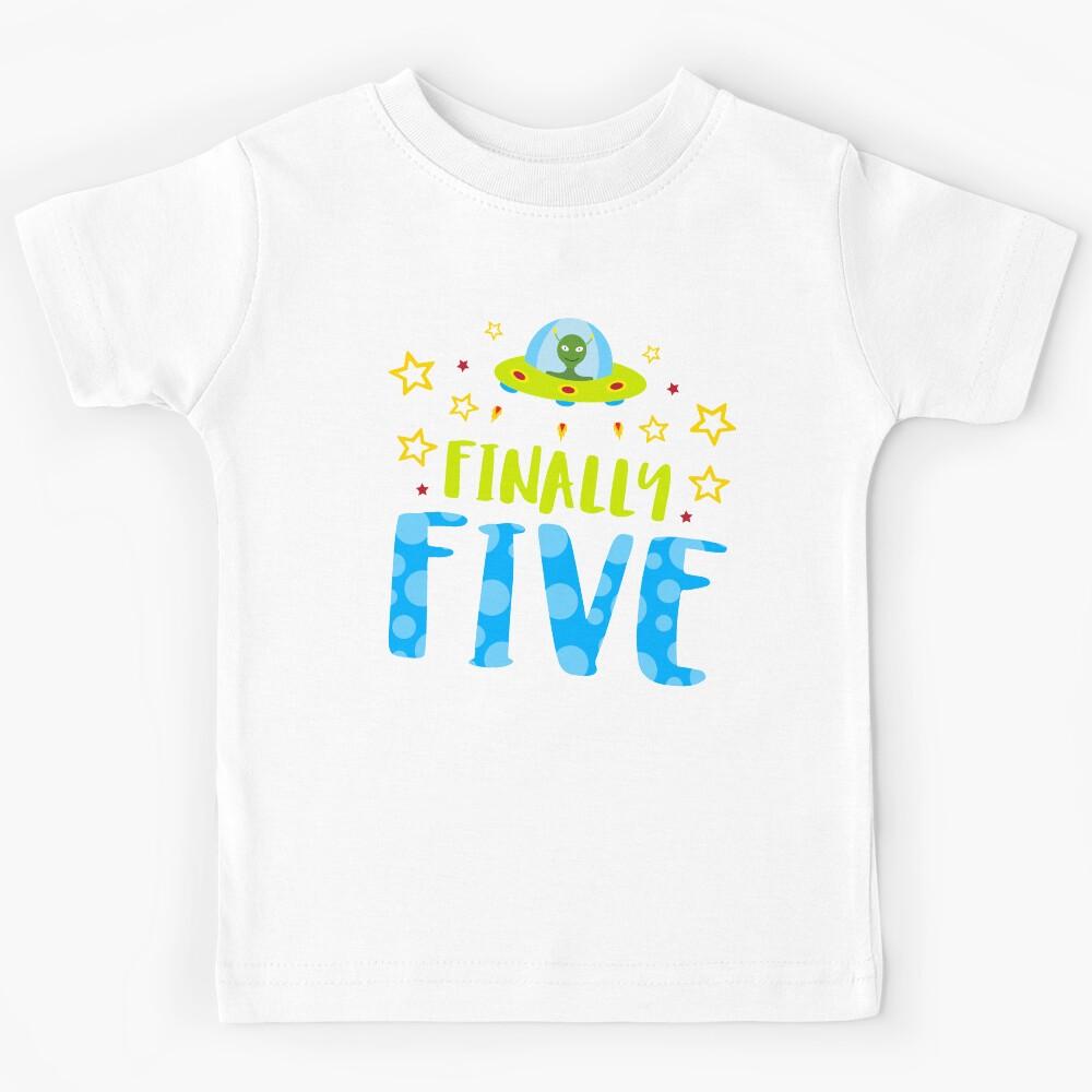 Finally Five Year Old Boy Birthday Kids T-Shirt 140