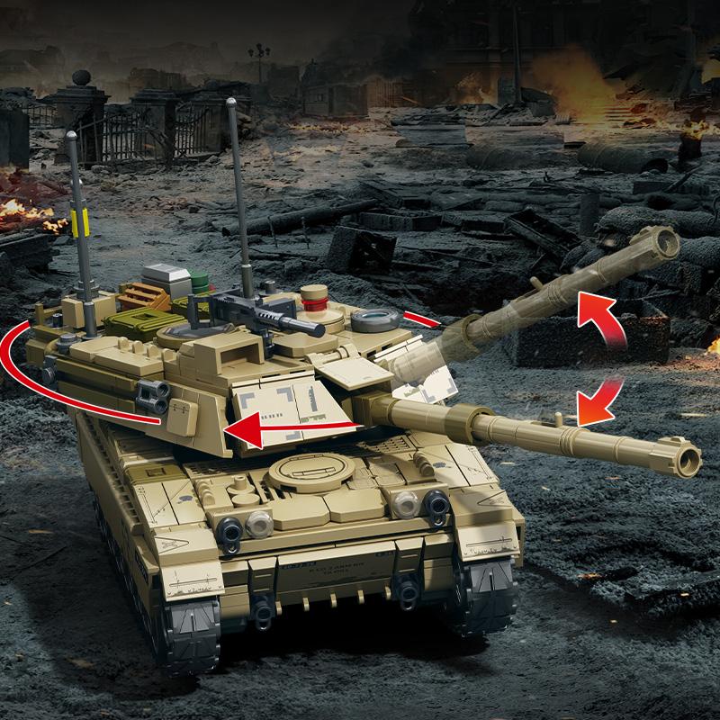 Non-Toxic Sembo Block Usa Military M1A2 Abrams Main Battle Tank Building Blocks Moc Ww2 Weapon Bricks Toys For Children Kids Halloween Gifts