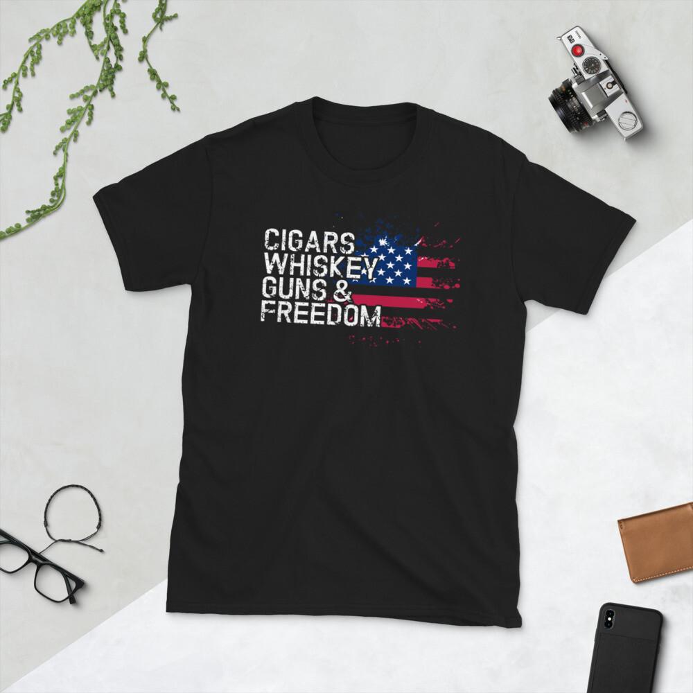 Cigars Whiskey Guns and Freedom T shirt Cigars - Short-Sleeve Unisex T-Shirt S разноцветный