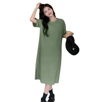 MOWO Dress and Loose Fit 8 Solid Short Sleeves Dark Women's Spring/Summer [Lightweight Comfortable, Slimming, Relaxed, Feminine] T-Shirt Dress,