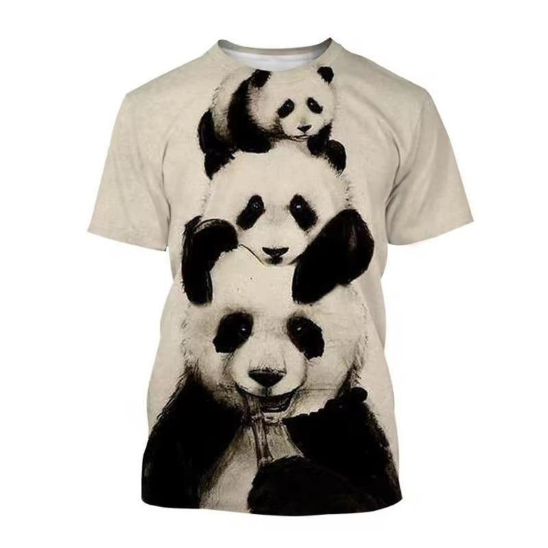 Summer Hot Selling Fashion 3D Printed T-shirt Cute Panda Design Casual Short Sleeved Comfortable Top
