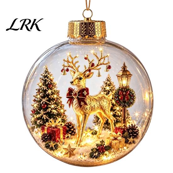 Seasonal Gift with Warm Light Lighted Clear Christmas Ball Ornaments, Cute Santa Claus/Tree/Snowman/Angel Figure Inside Holiday for Family The