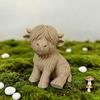 Scottish Highland Cattle Model Statue Ornament, Realistic Hair Sitting Highland Cattle Sculpture, Scottish Theme Decoration