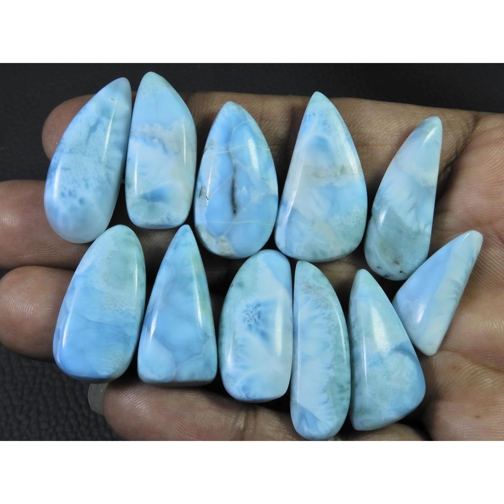 214Cts. Natural Larimar Pectolite Fancy Cabochon Loose Gemstone 11 Pcs Lot C-848