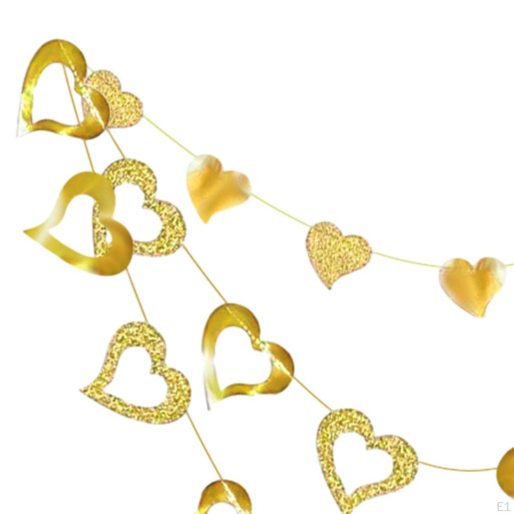 3 Stück DIY Valentinstag Banner, Valentinstags Wimpelketten Schnur, Herz Papiergirlande für