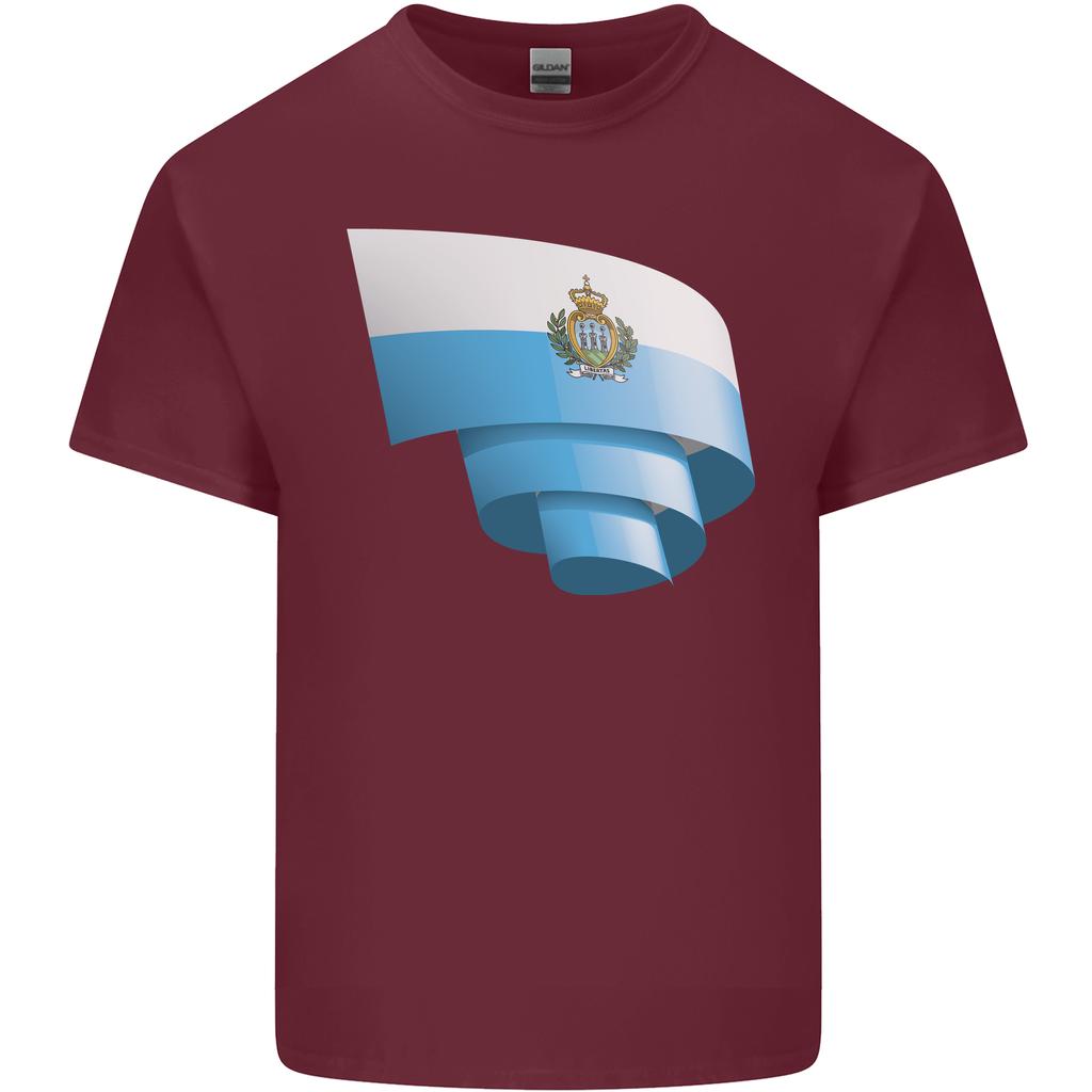 Curled San Marino Flag Sammarinese Day Football Unisexs Light Cotton TShirt