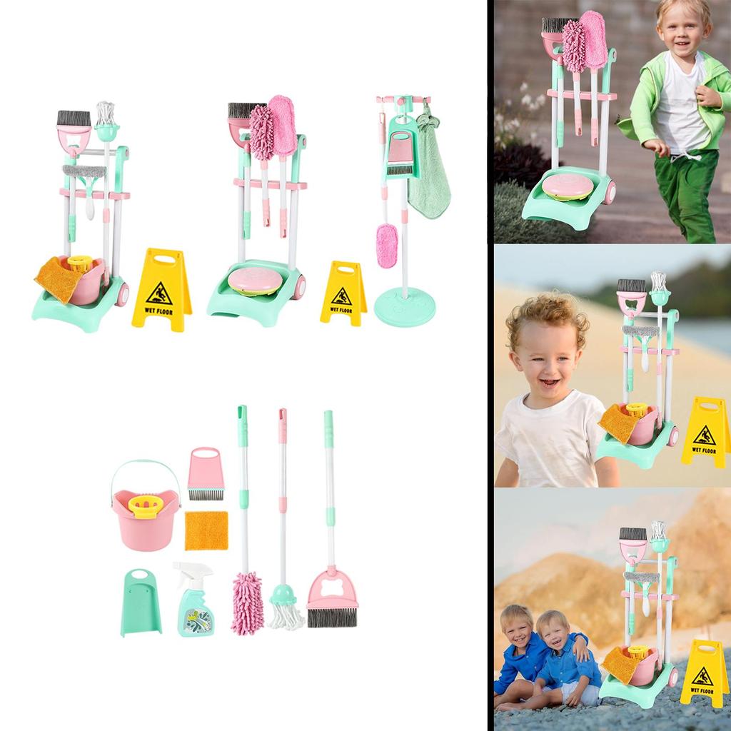 Kids Cleaning Set Enlightenment Detachable Broom Hanging Stand for Games Household Boys and Girls Children