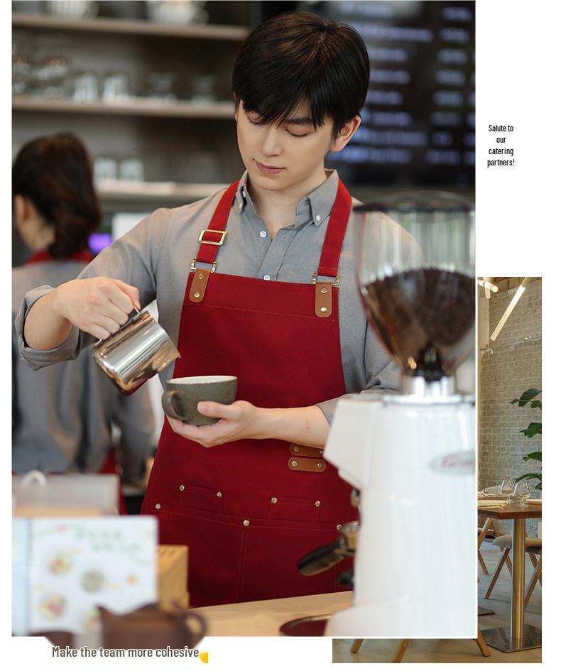 High-End Waterproof Canvas Catering Apron with Logo Printing