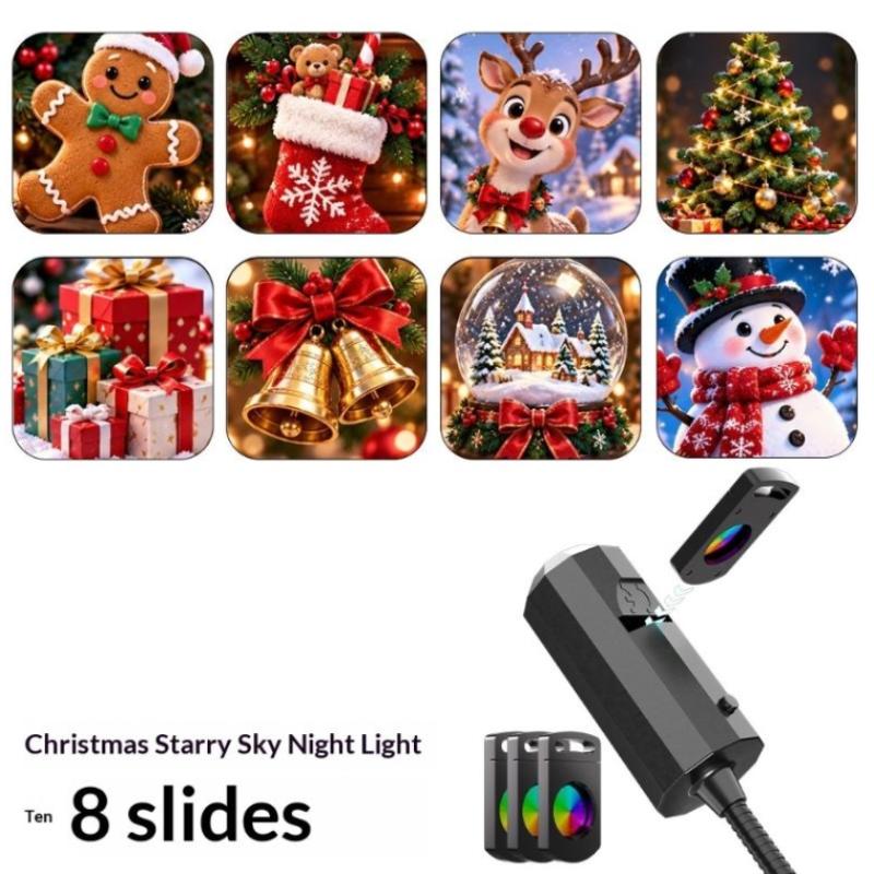 Usb Christmas Projection Light Xmas Theme Slides Projection Lamp Cartoon Snowman Gingerbread Santafor Indoor Car Christmas Decor