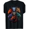 European Sizes Men's Black Dragon Graphic TShirt with Vibrant Blue & Orange Dragon Print Casual Shirt Round Neck Fantasy for Men AllSeason Comfort Fit