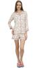 Bimba Womens Off White Button-Down Shirt With Elastic Waist Short