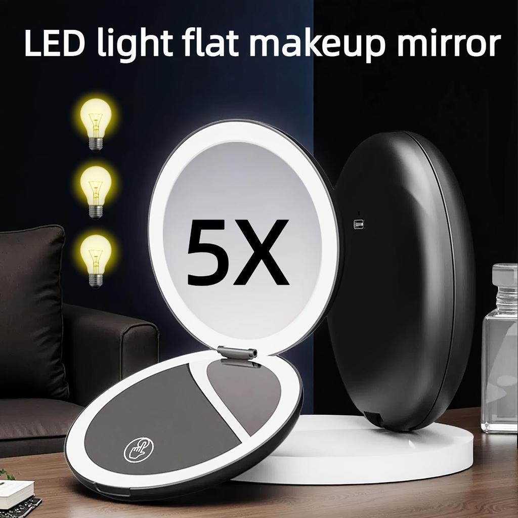 Foldable LED Magnifying Makeup Mirror - 2x, 5x, 10x