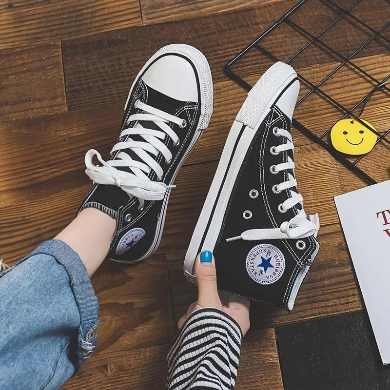 Canvas shoes, women's new white shoes, Korean version, men's shoes, couple's shoes, trendy Harajuku student board shoes