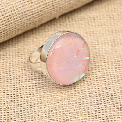 Bague de bijoux en argent sterling 925 faite à la main avec opale triplet australienne rose
