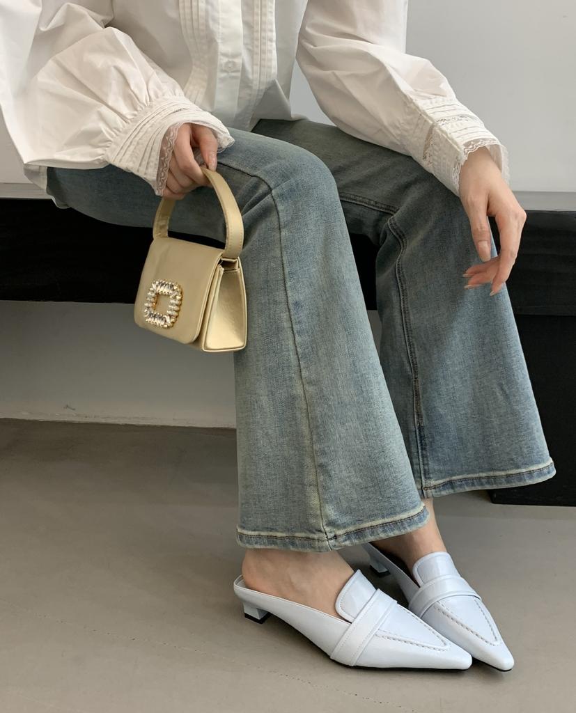 British Style Bag Head Half Slippers French Niche Low-Heeled Muller Shoes Retro Fashion Outer Women'S Shoes